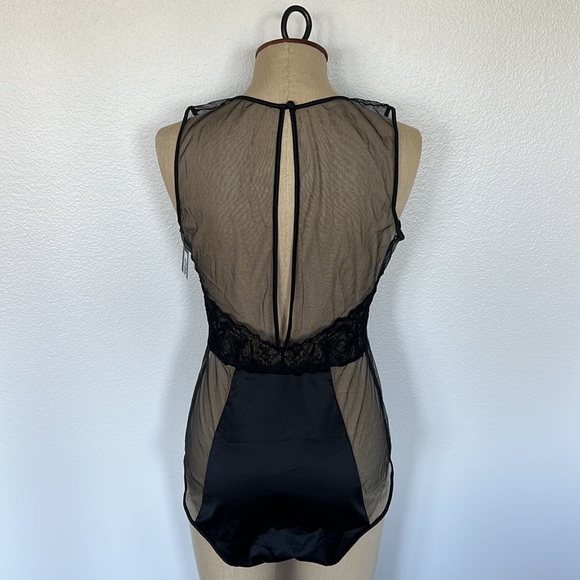 Calvin Klein Womens CK Black Sheer Mesh Bodysuit - Picture 3 of 8